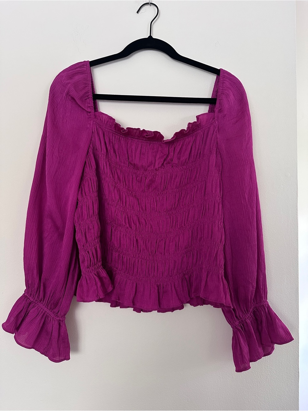Women’s Smocked Peasant Top - Fuschia